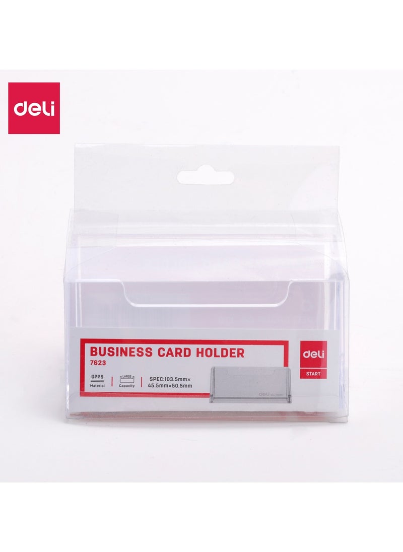 Deli Deli E7623 Business Card Holder – Transparent GPPS – ideal for organizing and displaying business cards on your desk  - Image 1