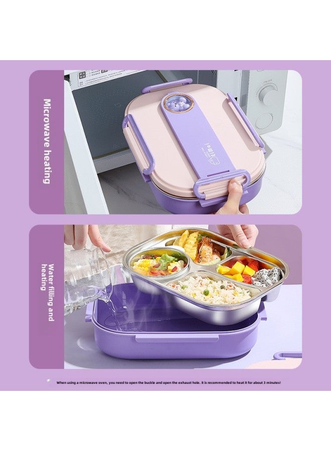 316 Stainless Steel Children's Lunch Box Primary School Students Special Compartment Lunch Box Insulation Portable Lunch Box With Food For Office Workers-Specifications:Space Capsule Lunch Box-two-compartment Rabbit  - Image 5