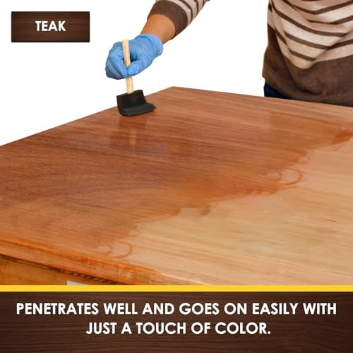 DWIL Water Based Wood Stain - Multiple Finishes, Fast Drying, Indoor and Outdoor Furniture, Wood Paneling, Cabinets and More, Low Odor ＆ Non-Toxic (8.5oz Teak) - Image 2