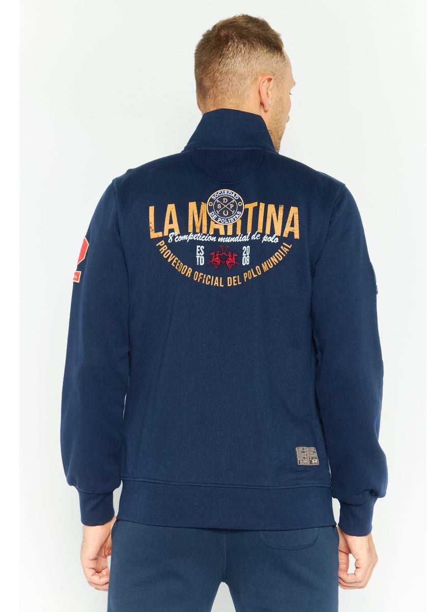 La Martina Men Mock  Neck Brand Logo Long Sleeves Sweatshirt, Blue  - Image 3