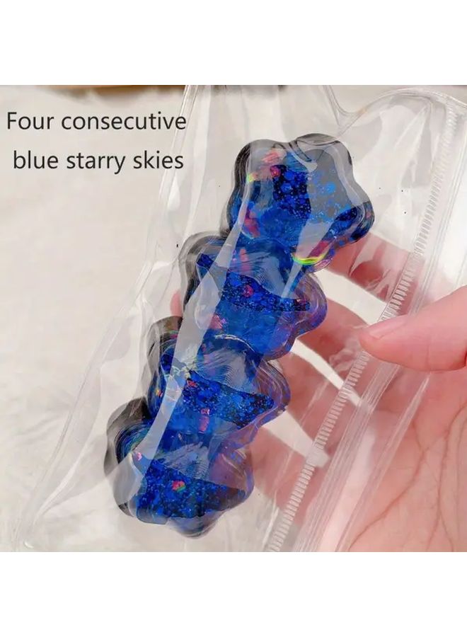 Deep Blue Four Star Squeeze Toy Soft Jelly Sensory Play Kids Gift - Image 1