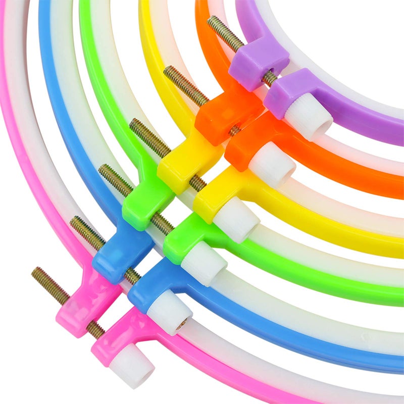 Similane 6 Pieces Embroidery Hoops, Plastic Circle Cross Stitch Hoop Ring 3.4 inch to 10.2 inch (Multicolor) for Embroidery and Cross Stitch - Image 5
