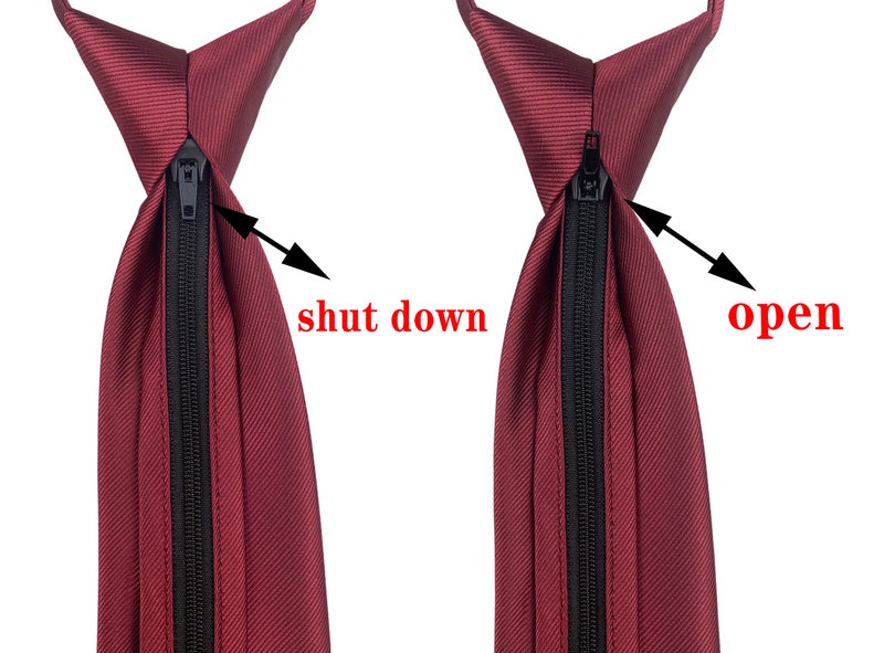 Ctskyte Men Navy Blue Striped Jacquard Zipper Silk Tie wholesale Necktie Gift for Friend - Image 2
