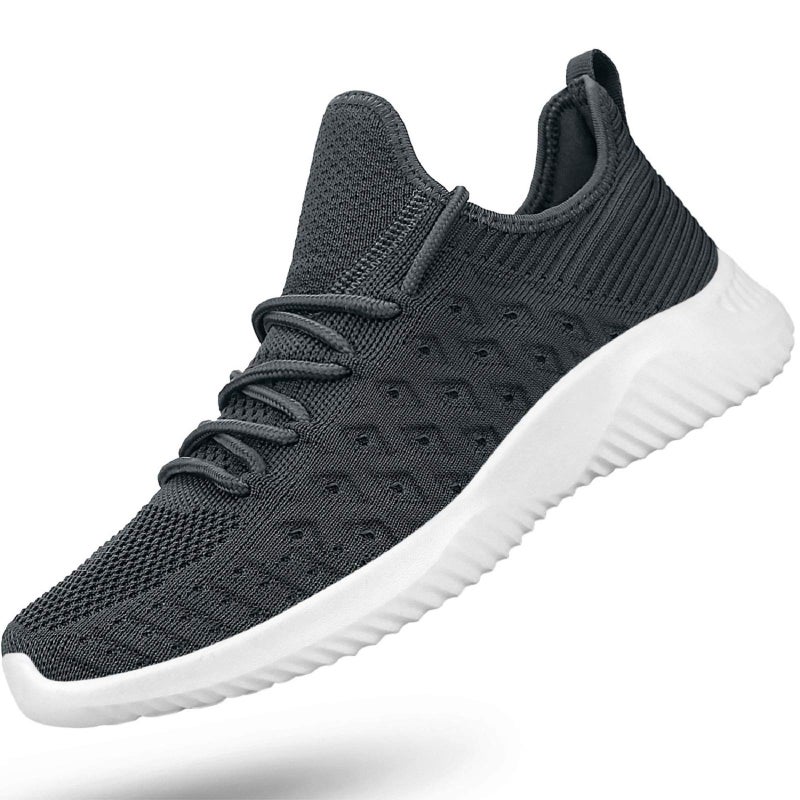 Feethit Mens Slip On Walking Shoes Lightweight Breathable Non Slip Running Shoes Comfortable Fashion Sneakers for Men Dark Grey Size 9
