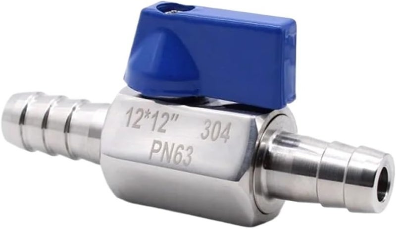 304 Stainless Steel Handle Mini Ball Valve 10X10mm 2Pcs for Water Gas Hose Barb - Image 1