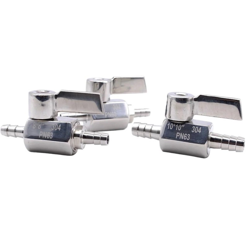 304 Stainless Steel Handle Mini Ball Valve 10X10mm 2Pcs for Water Gas Hose Barb - Image 5