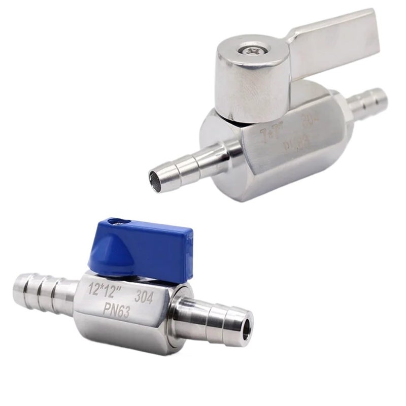 304 Stainless Steel Handle Mini Ball Valve 10X10mm 2Pcs for Water Gas Hose Barb - Image 4