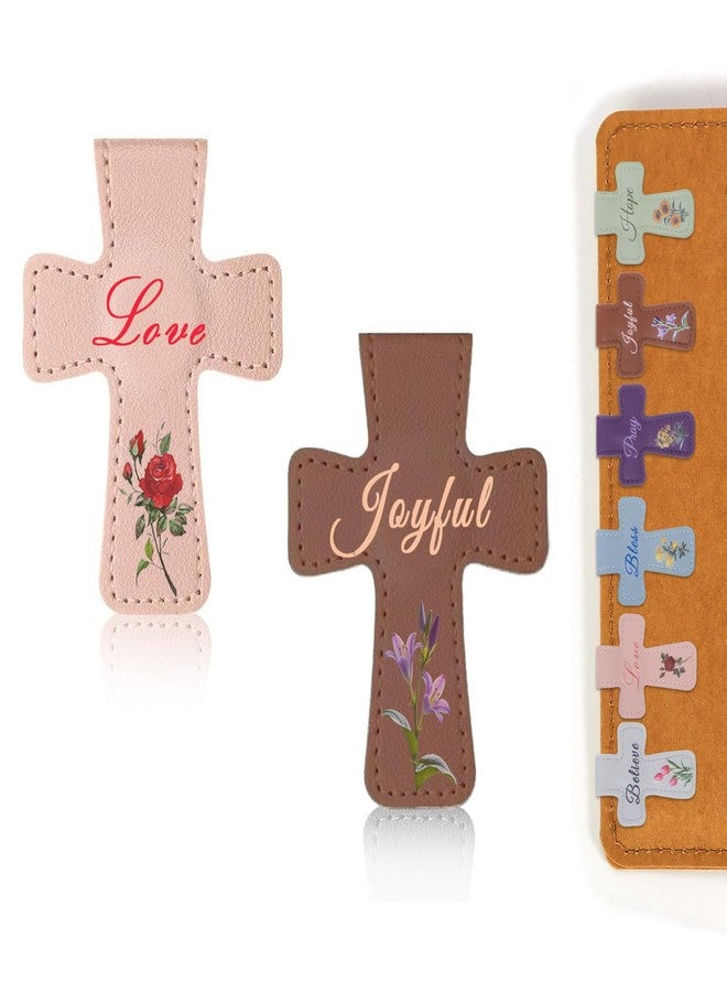 Cacukap 2 Pcs Bible Magnetic Leather Bookmarks - Double-Sided Christian Cross Leather Page Clips, Religious Easter Verse Gift for Women Men Students Teachers Book Lovers, Father's Day Reading Supplies - Image 1