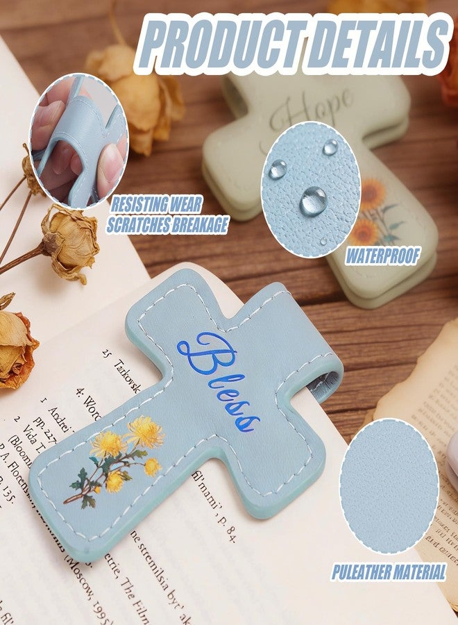 Cacukap 2 Pcs Bible Magnetic Leather Bookmarks - Double-Sided Christian Cross Leather Page Clips, Religious Easter Verse Gift for Women Men Students Teachers Book Lovers, Father's Day Reading Supplies - Image 3