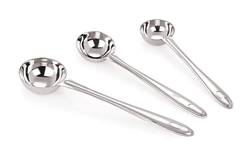 Petals Stainless Steel Laddle Serving Spoon Set 3Pieces Silver - Image 1