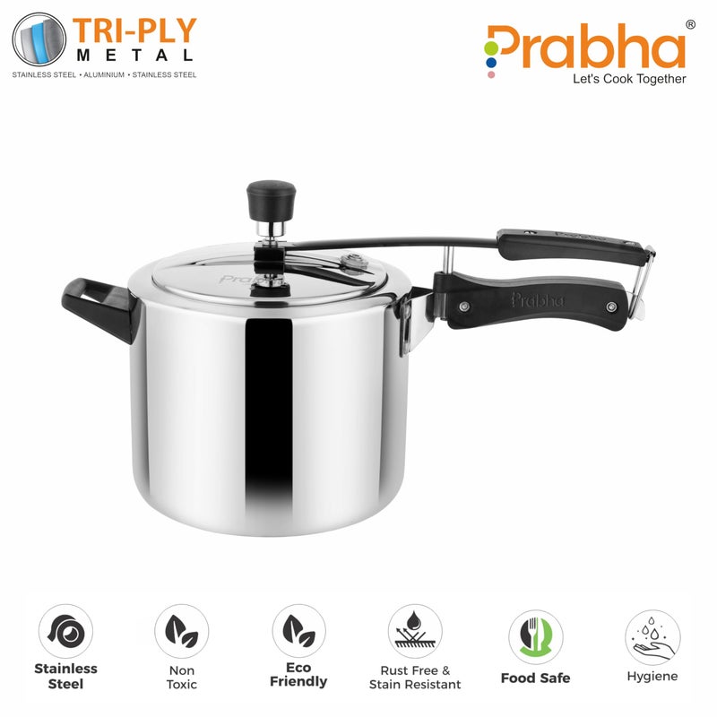 Prabha Stainless Steel Tri-Ply Prochef Pressure Cooker - 3L, Best For Home & Kitchen, Quick & Easy Cooking - Image 3