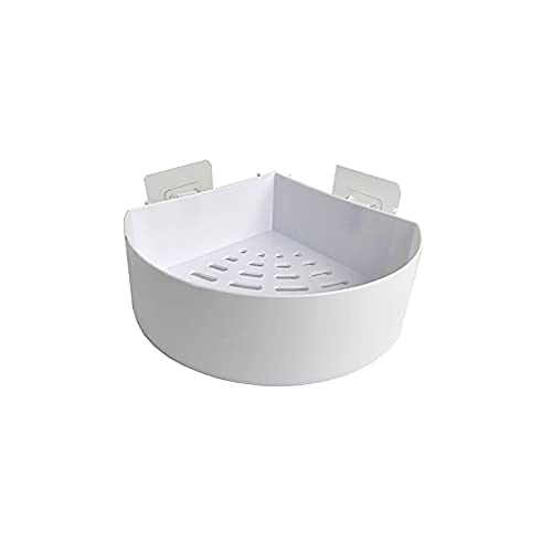 LumberWall Shelves Kitchen Bathroom Plastic Shelf Self-Adhesive Corner Stand Organizer Accessories Without Drilling Multipurpose Wall Holder Bathroom Storage Rack Box Strong Shower Rack White - Image 2