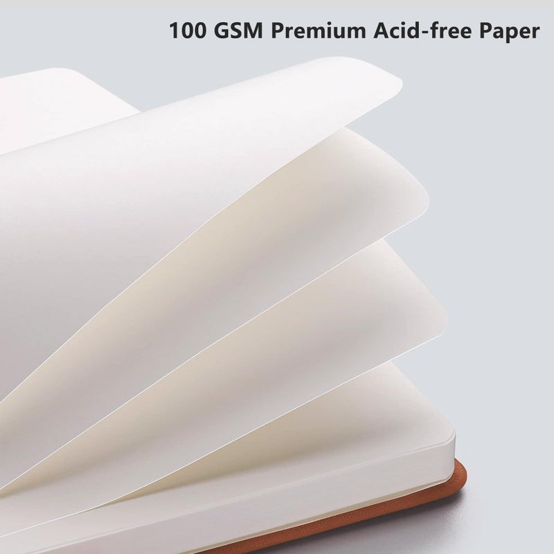 Rettacy Blank Journal Notebook  192 Pages  A5 Medium Size (5.7'' X 8.3'')  Leather Hardcover  100 Gsm Thick Paper  For Sketching  Drawing  Painting (Brown) - Image 3