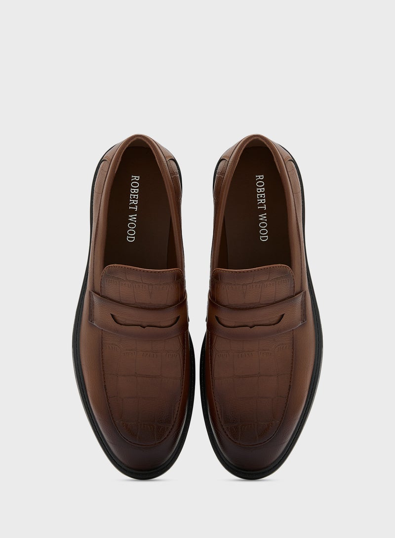 روبرت وود حذاء رسمي سادة بتفاصيل جلد التمساح - Image 4