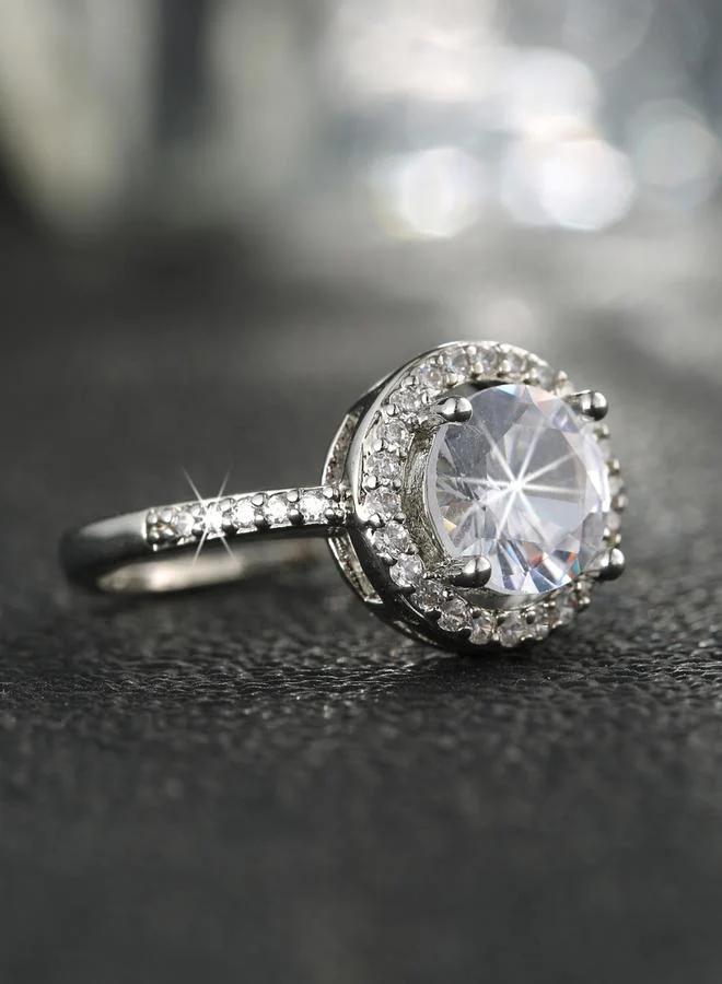 تايك تو خاتم فضي مزين بفصوص لامعة