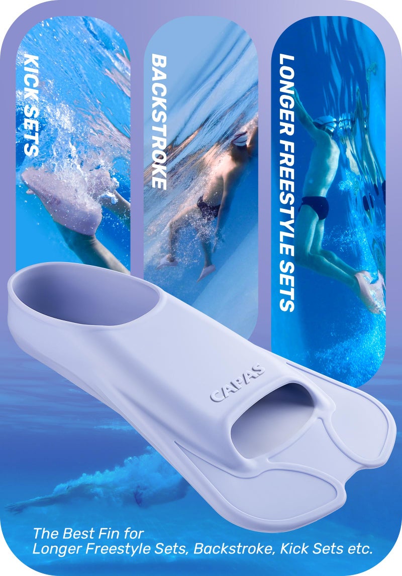CAPAS Swim Training Fins Comfortable Silicone Lap Swimming Short Blade Floating Flippers with Mesh Bag for Adult Men Women Build Leg Strength - Image 5