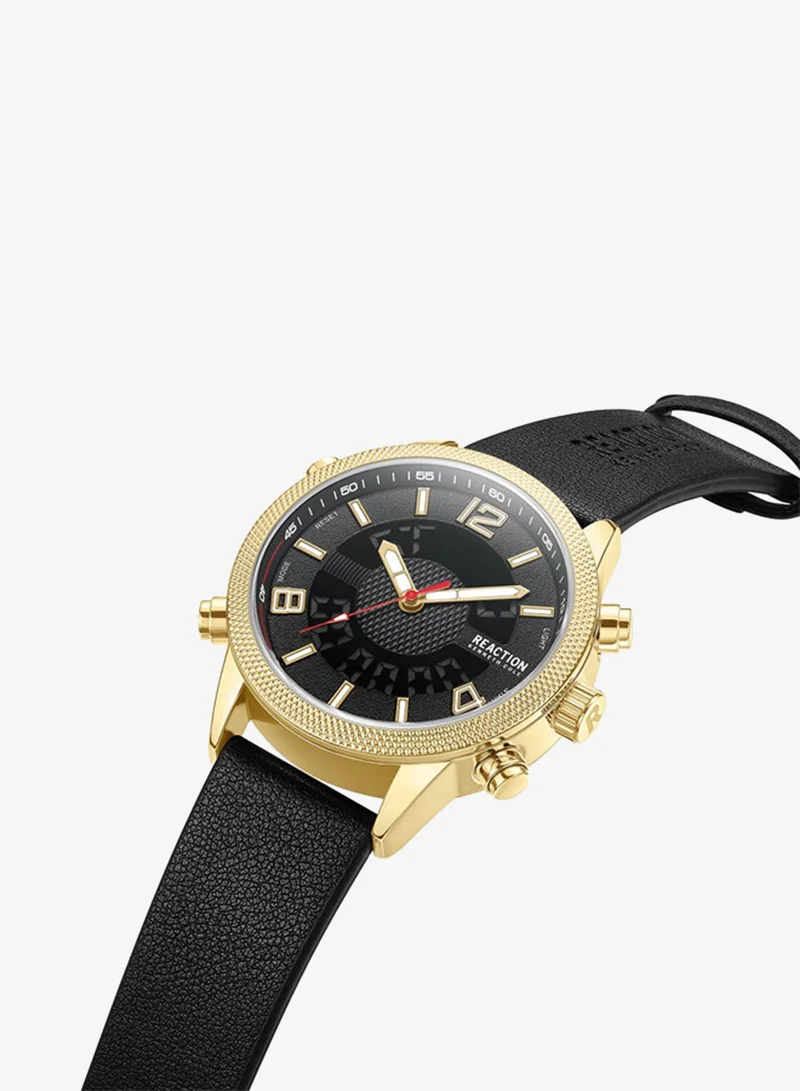 Kenneth Cole Reaction  Kenneth Cole Reaction Analogue - Digital Gents Watch With Black Synthetic Leather Strap 45mm - KRWGD9006502 for Men | Best Price UAE