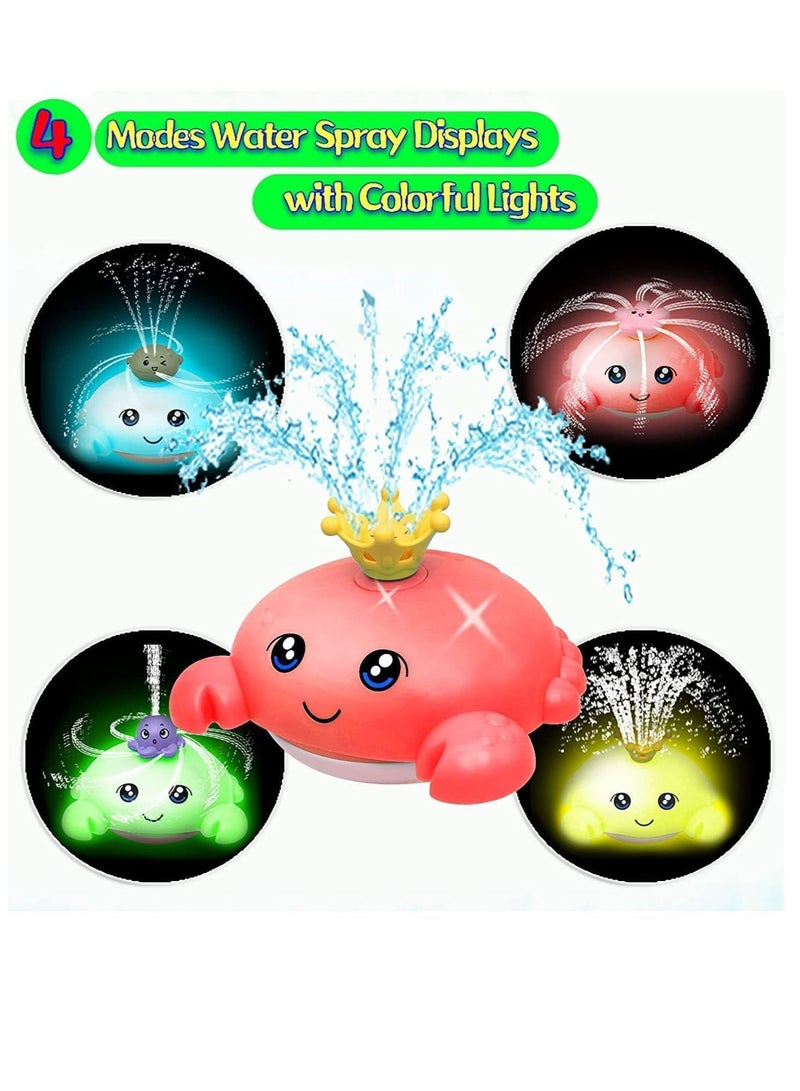 Y&D Bath Toys for Toddlers Spray Water Baby Toy Light Up Sprinkler Bathtub Swimming Pool Bathroom Shower Infant Kids Boys Girls Age 3 4 5 6 Years Old Crab Red - Image 4