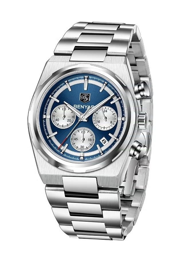 Men's Quartz Watch Stainless Steel Waterproof Chronograph Watch Men's,Luxury Business Sports Gift Watch, Watch BY-5204 SilverDeep Blue - pzsku/Z70DDBF866B434D91DB36Z/45/_/1729644929/7d345ae4-b568-4318-8929-0ca15ec1031b