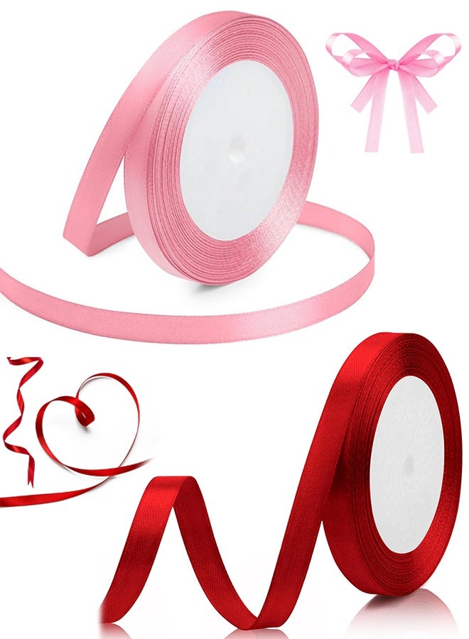 Generic 2 Rolls Satin Ribbon, 1cm x 25 Yards Each - Perfect for Gift Wrapping, Birthday & Wedding Decorations, Invitations & Crafts  - Image 1