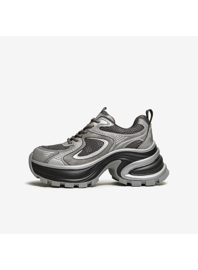 Tata  Spring Mall Fashion Casual Versatile Women's Dad Sneakers Gunmetal/grey (single Lining) Size 40 - Image 3