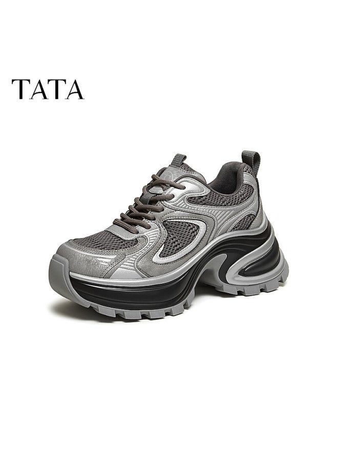 Tata  Spring Mall Fashion Casual Versatile Women's Dad Sneakers Gunmetal/grey (single Lining) Size 40 - Image 2