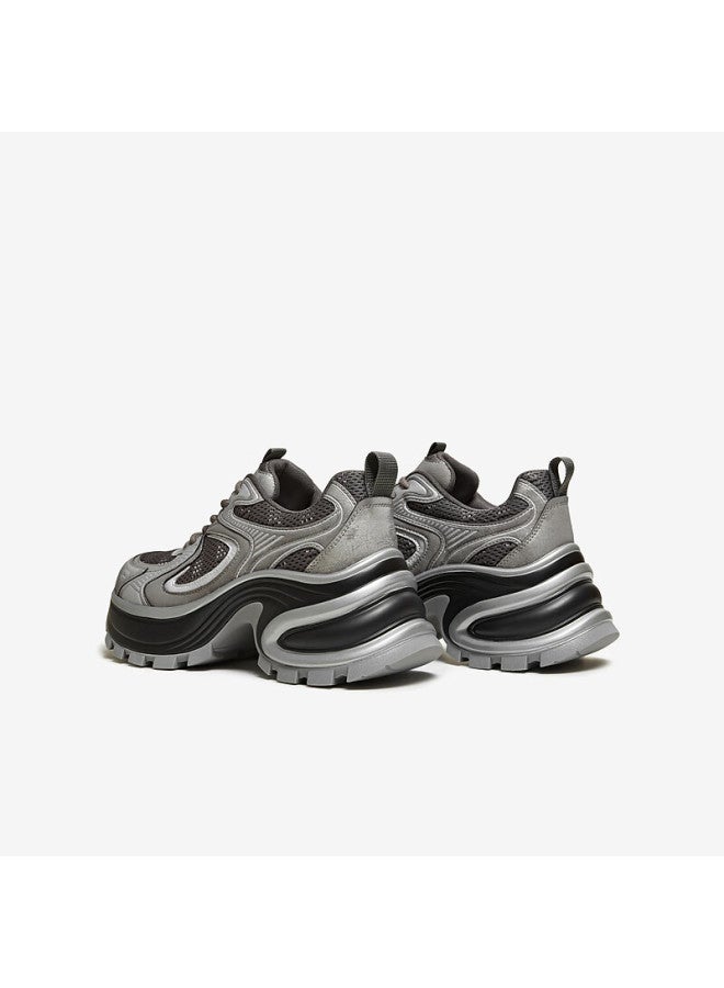 Tata  Spring Mall Fashion Casual Versatile Women's Dad Sneakers Gunmetal/grey (single Lining) Size 40 - Image 5