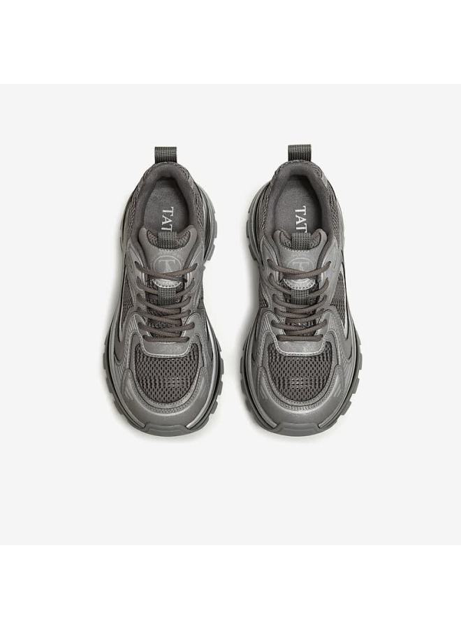 Tata  Spring Mall Fashion Casual Versatile Women's Dad Sneakers Gunmetal/grey (single Lining) Size 40 - Image 4