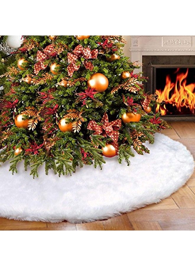 FDY MY Faux Fur Christmas Tree Skirt 30.7" Elegant Pure White Xmas Holiday Tree Skirts Christmas Tree Decorations - Image 5