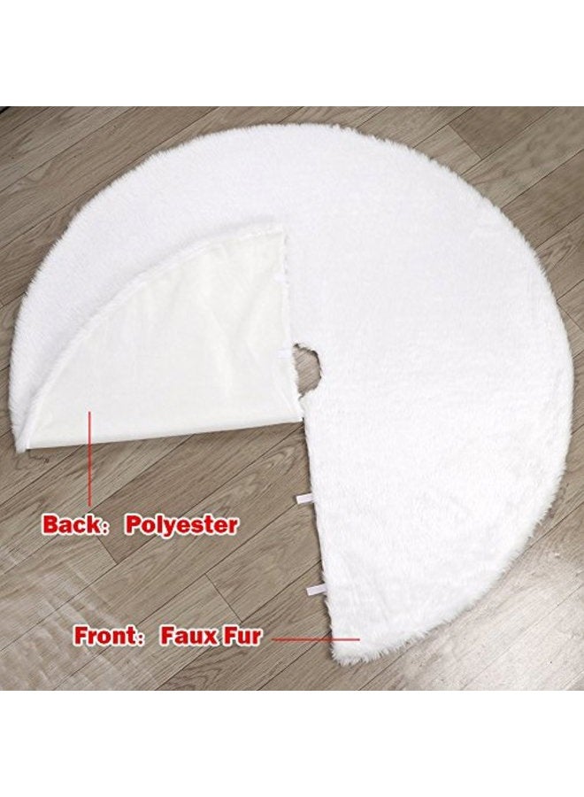 FDY MY Faux Fur Christmas Tree Skirt 30.7" Elegant Pure White Xmas Holiday Tree Skirts Christmas Tree Decorations - Image 2