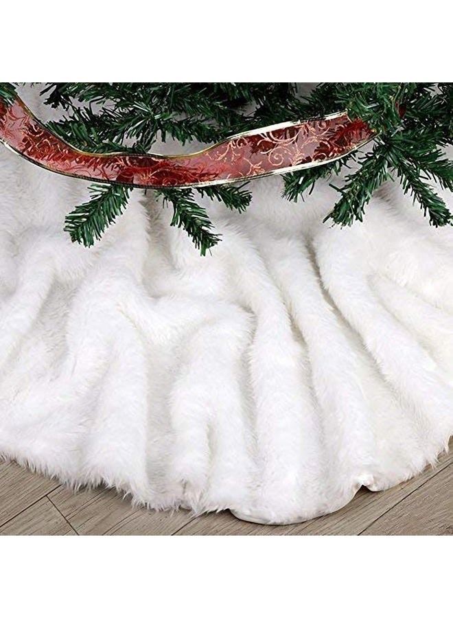 FDY MY Faux Fur Christmas Tree Skirt 30.7" Elegant Pure White Xmas Holiday Tree Skirts Christmas Tree Decorations - Image 1