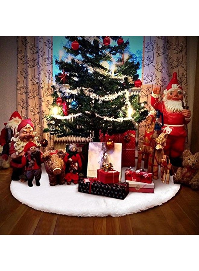 FDY MY Faux Fur Christmas Tree Skirt 30.7" Elegant Pure White Xmas Holiday Tree Skirts Christmas Tree Decorations - Image 4