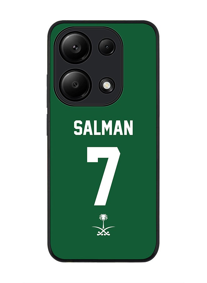 Stylizedd Rugged Black Edge Case for Xiaomi Redmi Note 13 Pro 4G / Xiaomi Poco M6 Pro 4G Case Cover- Football Team- Saudi Arabia, Player Name- Salman - Image 1