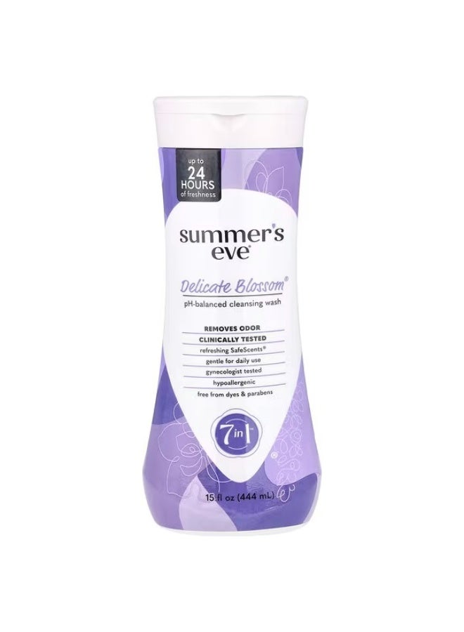 Summer's Eve 7-in-1 pH-Balanced Cleansing Wash, Delicate Blossom, 15 fl oz (444 ml) | Daily Feminine Wash for Freshness, Odor Control & Gentle Intimate Care - Image 1