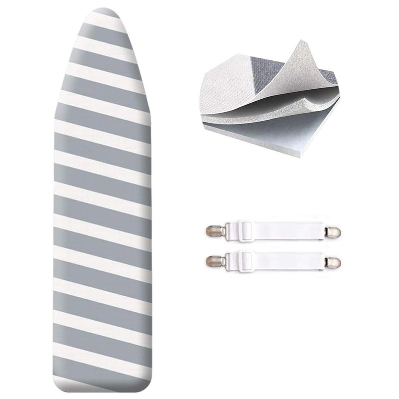 SheeChung SheeChung 49x15 Ironing Board Cover and Pad  with Elasticized Edges and 2 Connecting StrapsPremium Heavy Duty 4Layer Silicone Coated CoverHeat ReflectiveScorch Resistant