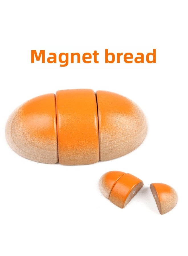 ألعاب مطبخ خشبية واقعية للأطفال، لعب الأدوار الغذائية وخبز الفاكهة، محاكاة ألعاب خشبية للأولاد والبنات، اللون: خبز صغير - Image 1