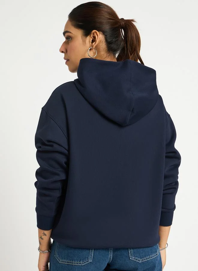 Femmella  Navy Oversized Graphic Hoodie for Women | Best Price UAE