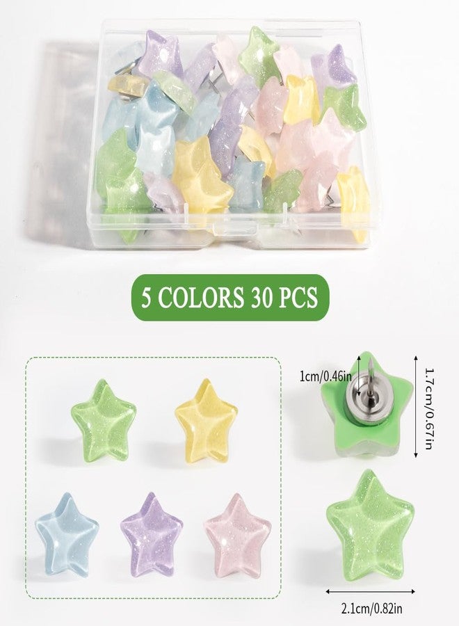 rhinocats 30Pcs Cute Star-Shaped Decorative Push Pins, Bulletin Board Tacks, Cork Board Thumbtacks for Classroom Home Office Decor - Image 2