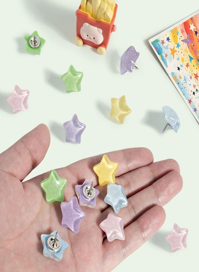 rhinocats 30Pcs Cute Star-Shaped Decorative Push Pins, Bulletin Board Tacks, Cork Board Thumbtacks for Classroom Home Office Decor - Image 3