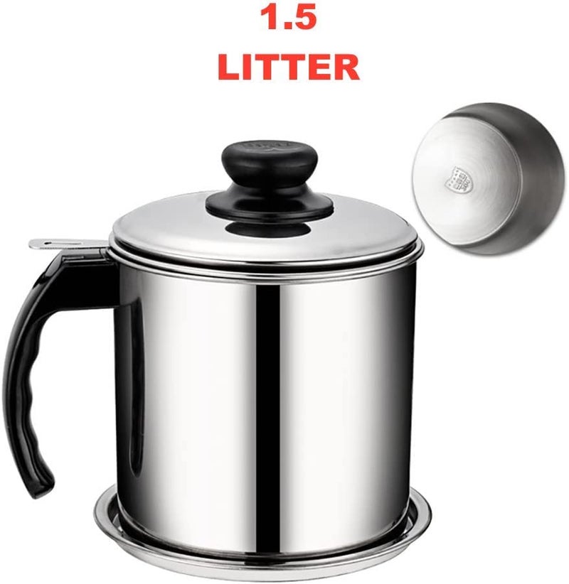 HOMETIC Oil Strainer Pot Grease Can Food Strainer Oil Storage Container with Fine Mesh Strainer DustProof Lid NonSlip Tray for Storing Frying Oil Cooking Grease - Image 3