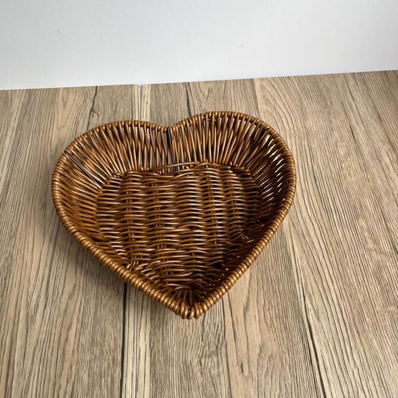 AMBOJIE Wicker Bread Basket,Handwoven Storage Basket for Fruit Basket Vegetables Cosmetics in Home Restaurant & Bakery (Heart-shaped 3Pack) - Image 5