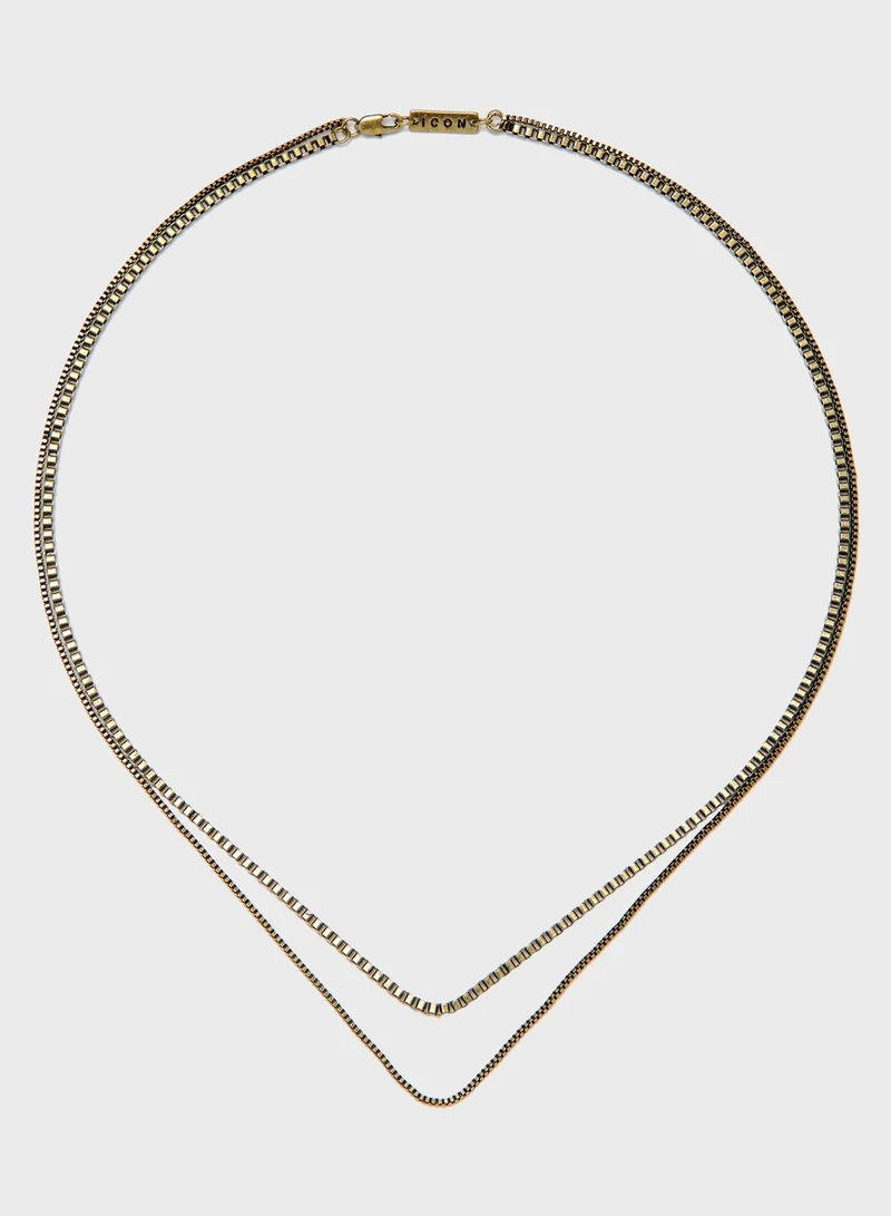 Icon Brand Double Strand Chain Necklace With Branded Tag