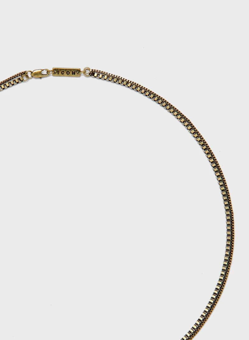 Icon Brand Double Strand Chain Necklace With Branded Tag