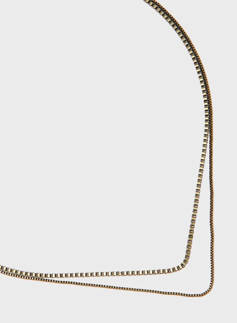 Icon Brand Double Strand Chain Necklace With Branded Tag