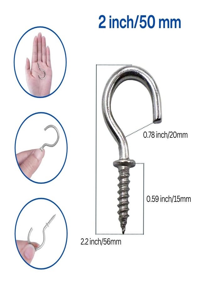 Profynd 2 Inch Steel Cup Ceiling J Hooks, Heavy Duty Wall Hooks for Hanging, Multipurpose Strong Holder for Kitchen, Bathroom, LED Light, Clothes, Plants, etc (10 Pcs, PR1001-200in) - Image 4
