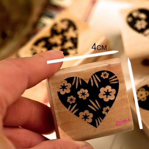 Oytra Wooden Heart Rubber Stamps Set of 4 for Scrapbooking Card Making Paper Crafts DIY Journals Home Decor & Kids Craft Printing - Image 5