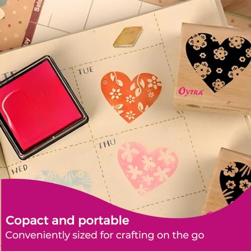 Oytra Wooden Heart Rubber Stamps Set of 4 for Scrapbooking Card Making Paper Crafts DIY Journals Home Decor & Kids Craft Printing - Image 4