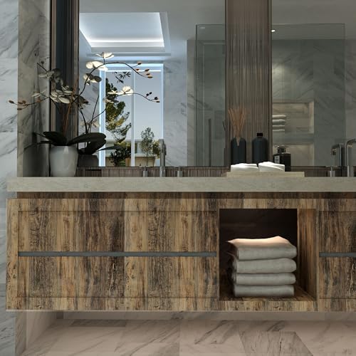 3yecao 16354 Thick Brown Grey Wood Wallpaper Peel And Stick Waterproof Gray Wood Grain Contact Paper Vinyl Wrap Matte Adhesive Distressed Wood Furniture Stickers for Cabinets Cupboard Kitchen Walls - Image 3