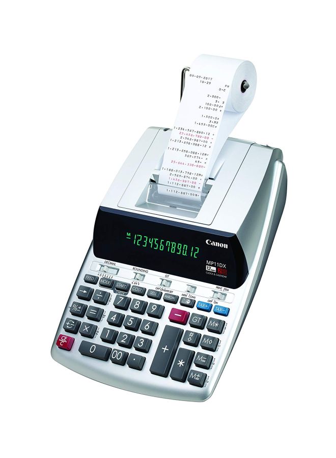 Canon MP11DX-2 Desktop Printing Calculator With Currency Conversion, Clock And Calendar Silver/Black/Grey - Image 3