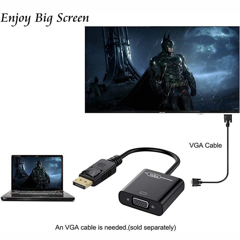 Tobo DisplayPort (DP) to VGA Adapter, Gold-Plated Display Port to VGA Adapter (Male to Female) Compatible with Computer, Desktop, Laptop, PC, Monitor, Projector, HDTV-TD-260TC. - Image 5